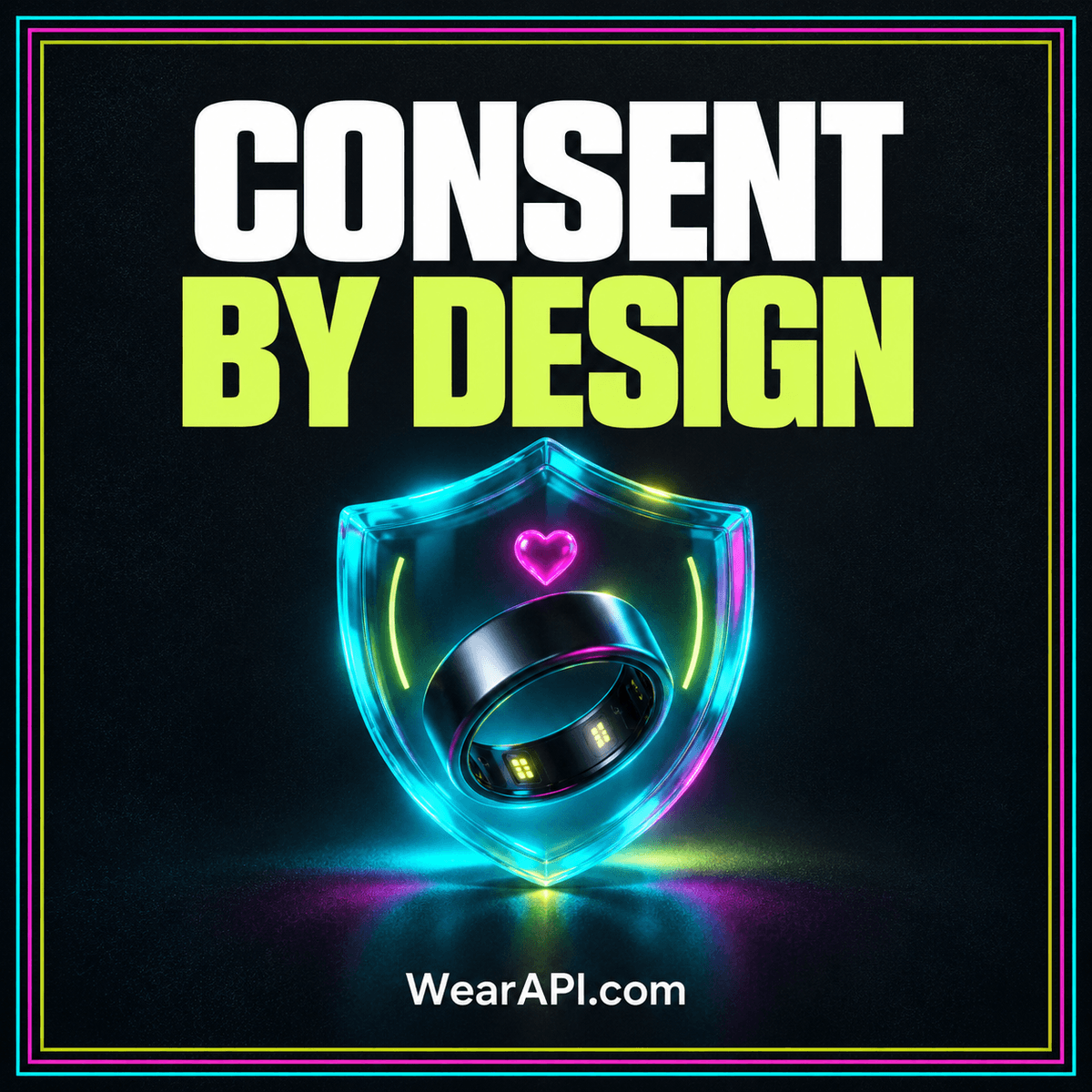Neon wearable API consent and security card showing a permission shield and connected wearable